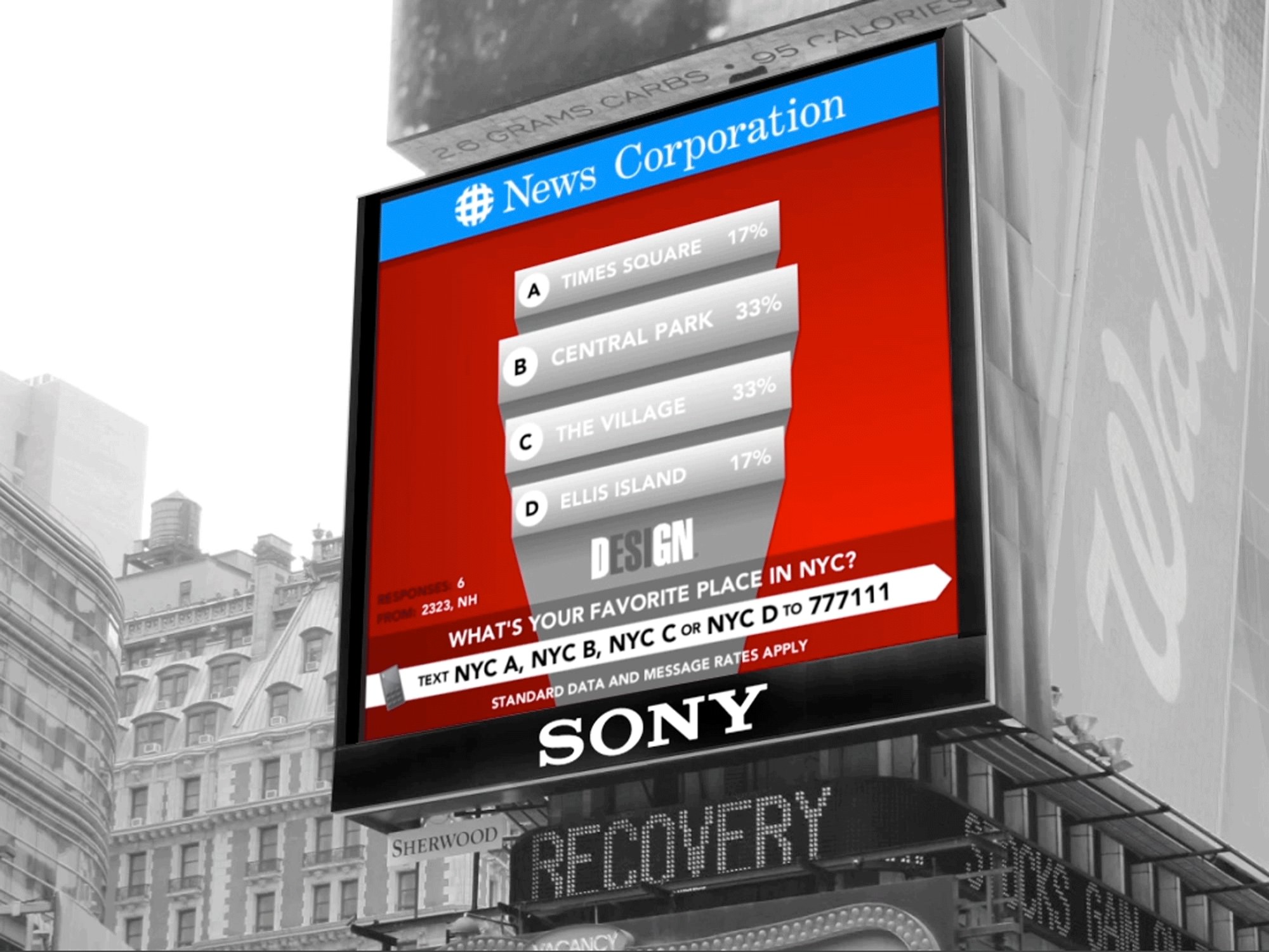 interactive billboard at 1 Times Square by ESI Design for Sony 
